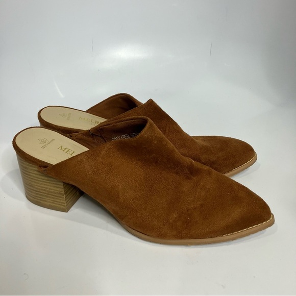 Melrose Ave Los Angeles pointed toe mules block heel 100% vegan women’s size 8.5 - Picture 3 of 8